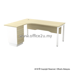 SWL-3D SKYWALK SERIES COMPACT L-SHAPE TABLE SET WITH WOODEN MODESTY PANEL AND FIXED PEDESTAL 2-DRAWERS 1-FILING